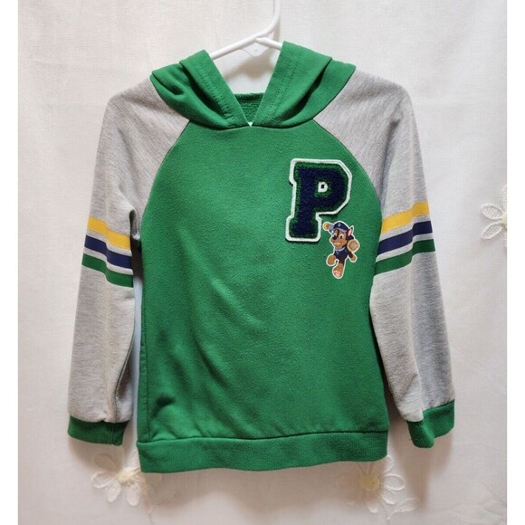 PAW PATROL BOYS 3T GREEN SWEATSHIRT CHASE HOODIE COLLEGIATE LETTER VARSITY TOON - Picture 1 of 12